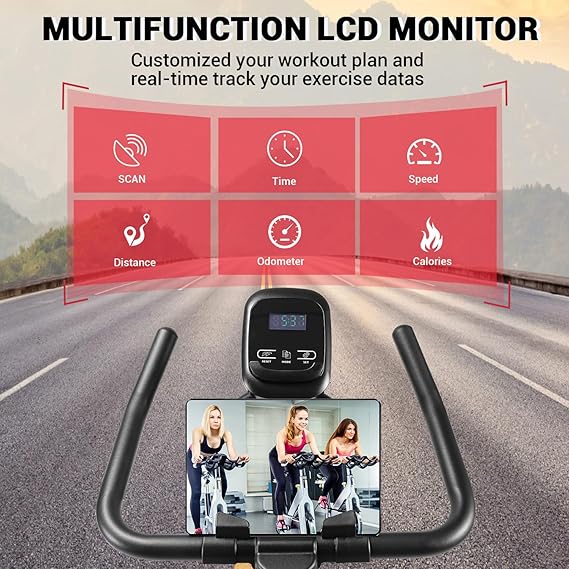 Exercise Bike, WENOKER Indoor Cycling Bike/Stationary Bike for Home, Indoor Bike with Silent Belt Drive, Heavy Flywheel and LCD Monitor for Home Gym Cardio Workout Training