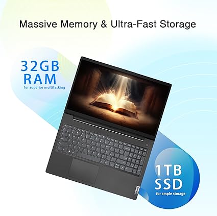 Lenovo Newest V15 Business Laptop | Intel 4-core Processor | 15.6" FHD (1920 x 1080) | 32GB RAM | 1TB SSD | Ethernet RJ-45 | Military Durability | Windows 11 Pro | w/WOWPC 500GB External Storage