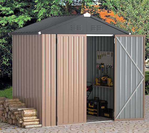 U-MAX 6 x 4FT Outdoor Storage Shed, Lockable Bike Shed,Garden Shed &Tool Shed for Backyard, Patio, Lawn, easy assembly