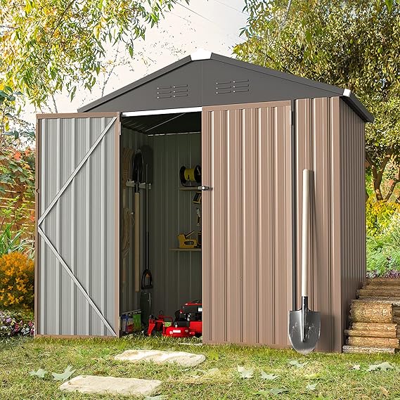 U-MAX 6 x 4FT Outdoor Storage Shed, Lockable Bike Shed,Garden Shed &Tool Shed for Backyard, Patio, Lawn, easy assembly