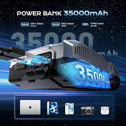Jump Starter with Air Compressor, Portable 2500A Car Battery Jump Starter Battery Pack (8.5 Gas/8.0L Diesel), UltraSafe Jumper Starter Portable Jump Box with LED Display, Emergency Light, Power Bank 1