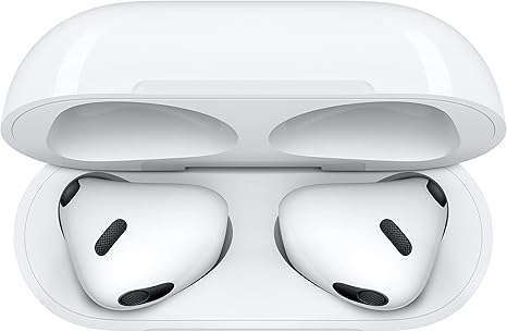 Apple AirPods (3rd Generation) Wireless Ear Buds, Bluetooth Headphones, Personalized Spatial Audio, Sweat and Water Resistant, Lightning Charging Case Included, Up to 30 Hours of Battery Life