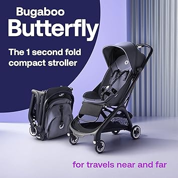 Bugaboo Butterfly - 1 Second Fold Ultra-Compact Stroller - Lightweight & Compact - Great For Travel (Stormy Blue)