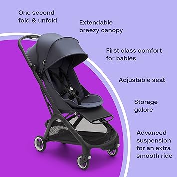 Bugaboo Butterfly - 1 Second Fold Ultra-Compact Stroller - Lightweight & Compact - Great For Travel (Stormy Blue)