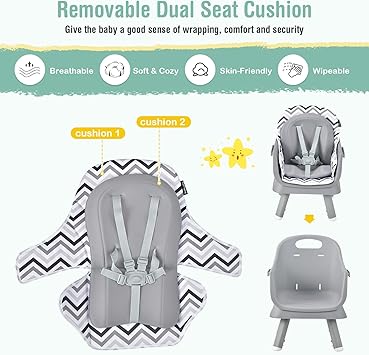 HONEY JOY 8 in 1 Baby High Chair, Convertible Highchair for Babies and Toddlers/Table and Chair Set/Building Block Table/Booster Seat/Stool/Toddler Chair with Safety Harness (Wave Gray)