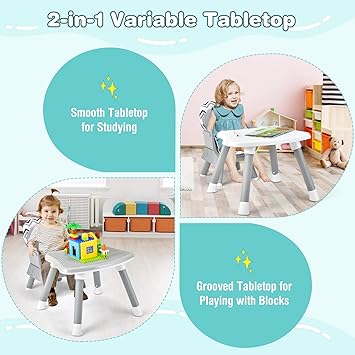 HONEY JOY 8 in 1 Baby High Chair, Convertible Highchair for Babies and Toddlers/Table and Chair Set/Building Block Table/Booster Seat/Stool/Toddler Chair with Safety Harness (Wave Gray)