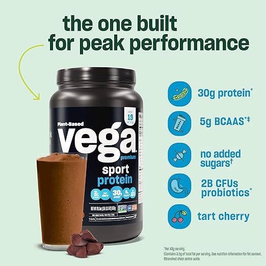 Vega Premium Sport Protein Berry Protein Powder, Vegan, Non GMO, Gluten Free Plant Based Protein Powder Drink Mix, NSF Certified for Sport, 4lb 3 oz