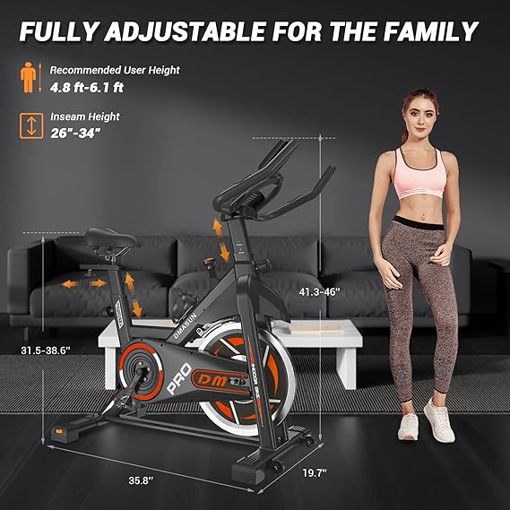 DMASUN Exercise Bike, Indoor Cycling Bike Stationary, Cycle Bike with Comfortable Seat Cushion, Digital Display with Pulse