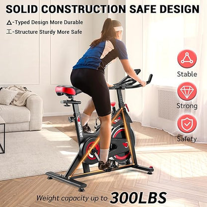 Exercise Bike, WENOKER Indoor Cycling Bike/Stationary Bike for Home, Indoor Bike with Silent Belt Drive, Heavy Flywheel and LCD Monitor for Home Gym Cardio Workout Training