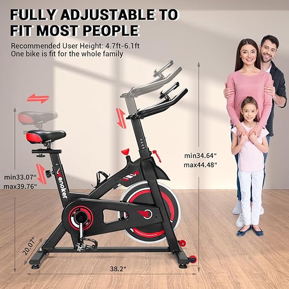 Exercise Bike, WENOKER Indoor Cycling Bike/Stationary Bike for Home, Indoor Bike with Silent Belt Drive, Heavy Flywheel and LCD Monitor for Home Gym Cardio Workout Training