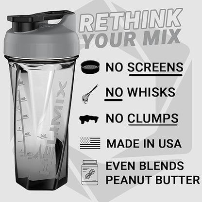 HELIMIX 2.0 Vortex Blender Shaker Bottle Holds upto 28oz | No Blending Ball or Whisk | USA Made | Portable Pre Workout Whey Protein Drink Shaker Cup | Mixes Cocktails Smoothies Shakes | Top Rack Safe