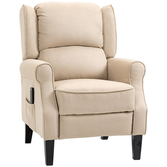 HOMCOM Linen Fabric Massage Recliner Chair