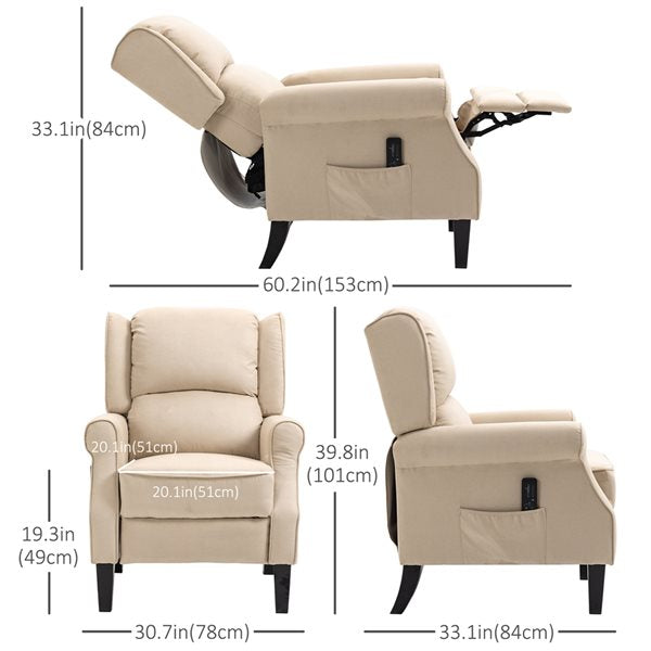 HOMCOM Linen Fabric Massage Recliner Chair