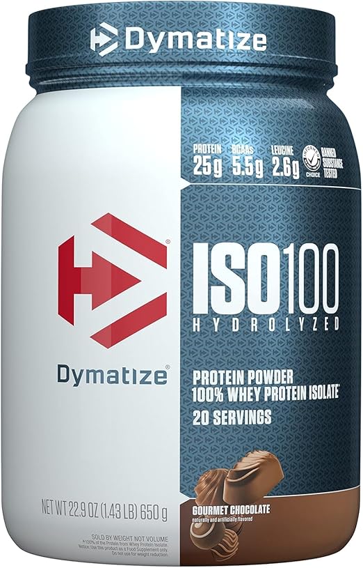 Dymatize ISO100 Hydrolyzed Protein Powder, 100% Whey Isolate Protein, Chocolate flavor,  Flavor, 25g of Protein, 5.5g BCAAs, Gluten Free, Fast Absorbing, Easy Digesting, Vanilla, 5 Pound