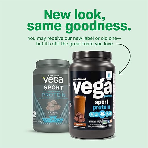 Vega Premium Sport Protein, Chocolate, Protein Powder, Vegan, Non GMO, Gluten Free Plant Based Protein Powder Drink Mix, NSF Certified for Sport, 4lb 3 oz