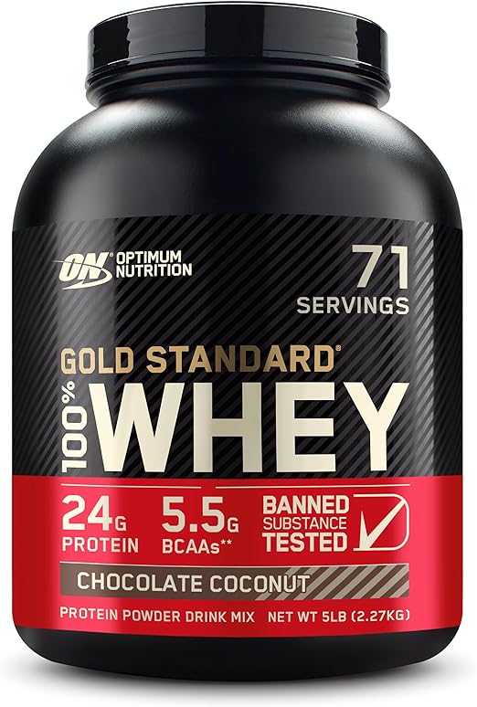 Optimum Nutrition Gold Standard 100% Whey Protein Powder, Chocolate Coconut, 5 Pound