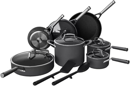 Ninja Foodi NeverStick Premium 14-Piece Cookware Set, Hard-Anodized, Nonstick, Durable & Oven Safe to 500°F, Slate Grey (14 Piece)