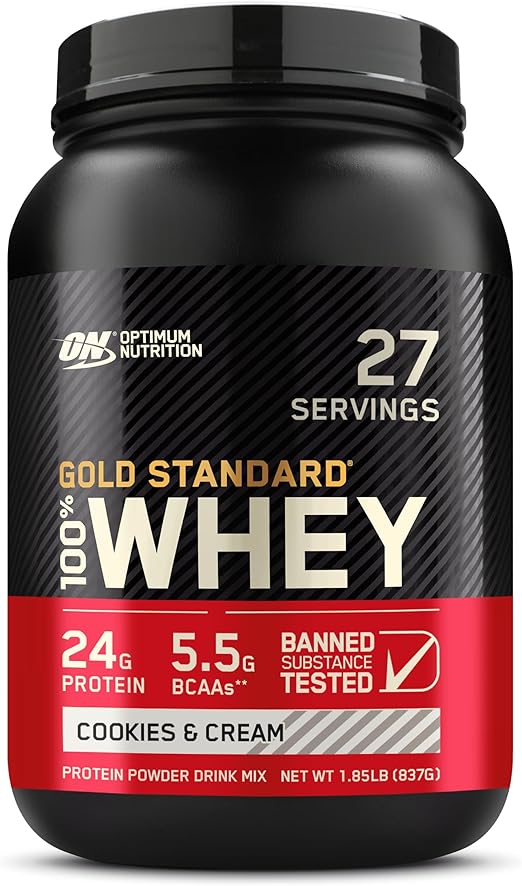 Optimum Nutrition Gold Standard 100% Whey Protein Powder, Optimum Nutrition Gold Standard 100% Whey Protein Powder, Cookies & Cream, 5 Pound