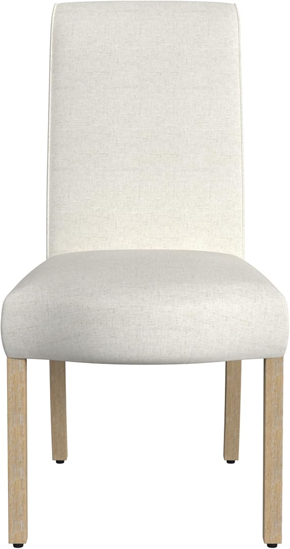 HomePop Scalloped Detail Dining Chair|Upholstered Parsons Dining Chairs |Decorative Home Furniture, Cream Textured Woven (Set of 2)