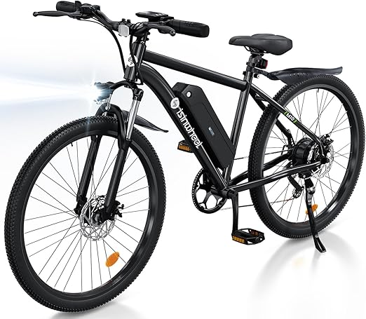 isinwheel M10 Electric Bike for Adults, 26" Ebike Peak 500W 32KM/H, Portable Electric Bicycle with 375WH Removable Battery, Shimano 35-Speed, Front Fork Suspensions for Trail City Commuting