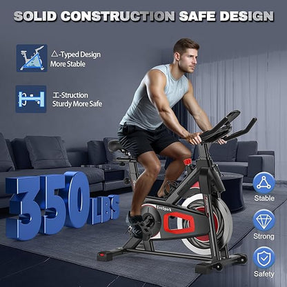 Exercise Bike, Adjustment Magnetic Resistance, Super Silent Belt Drive Indoor Bike for Home Workout, Stationary Bike with 350LBS Weight Capacity, Comfortable Seat Cushion, LCD Monitor