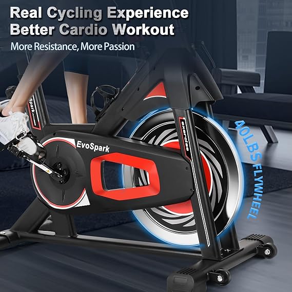 Exercise Bike, Adjustment Magnetic Resistance, Super Silent Belt Drive Indoor Bike for Home Workout, Stationary Bike with 350LBS Weight Capacity, Comfortable Seat Cushion, LCD Monitor