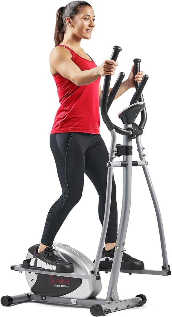 Sunny Health & Fitness 2-in-1 Upright Elliptical Full-Body Exerciser, Home Cross-Training Arm/Leg Cardio Workout Machine for Senior & Adult, Optional Free SunnyFit App Bluetooth Connection & Color