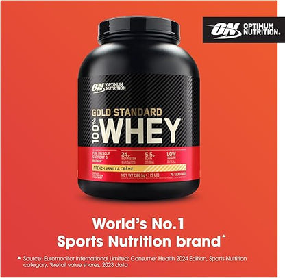 Optimum Nutrition Gold Standard 100% Whey Protein Powder, French Vanilla Crème, 5 Pound