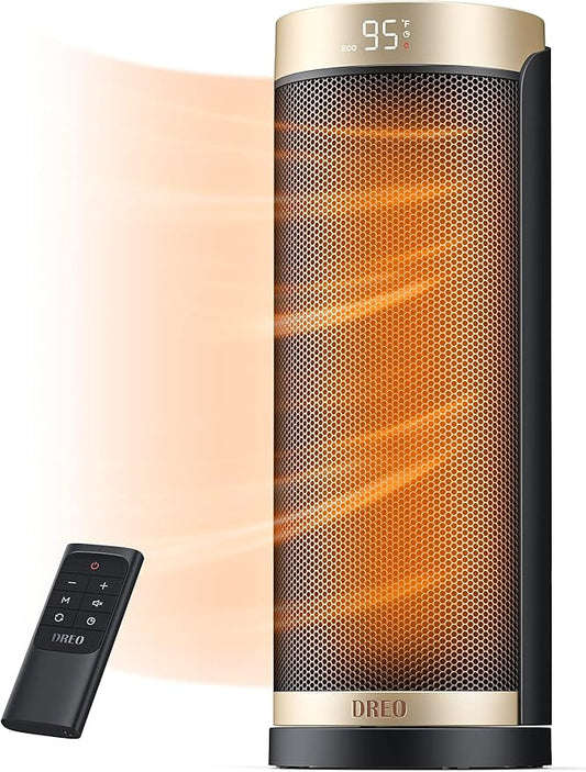 Dreo Space Heater, 1500W PTC Heaters for Indoor Use with Remote,70° Oscillation, 1-12H Timer, Electric Heaters with Thermostat, Fast and Safe Portable Heater for Office, Bedroom, Large Room