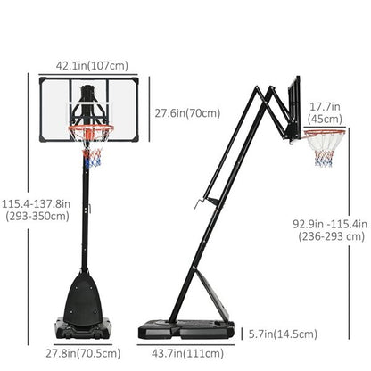 Soozier Height Adjustable Basketball Hoop with Backboard and Weighted Base, 9.6-11.5-ft