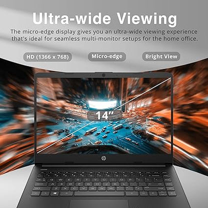 HP Stream 14" HD Lightweight Laptop, Intel Celeron N4120, 16GB RAM, 224GB Storage(64GB eMMC + 160GB Docking Station), Intel UHD Graphics, HD Webcam, 1 Year Office 365, WiFi, Bluetooth, Win 11s, Black