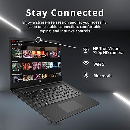 HP Stream 14" HD Lightweight Laptop, Intel Celeron N4120, 16GB RAM, 224GB Storage(64GB eMMC + 160GB Docking Station), Intel UHD Graphics, HD Webcam, 1 Year Office 365, WiFi, Bluetooth, Win 11s, Black