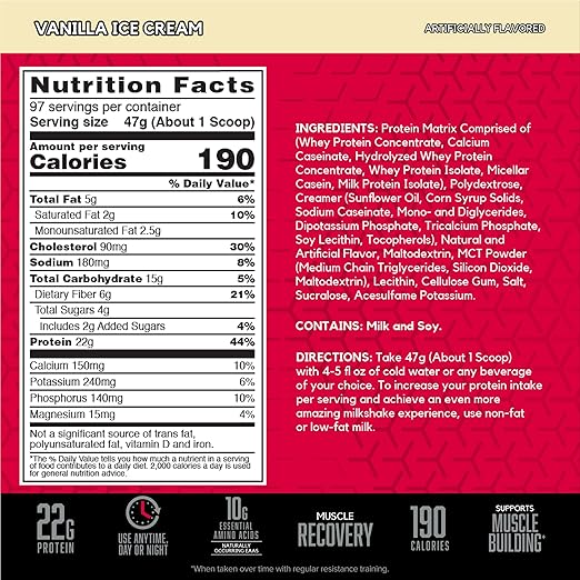 BSN SYNTHA-6 Whey Protein Powder, Vanilla Protein Powder with Micellar Casein, Vanilla Ice Cream flavor, Milk Protein Isolate Powder, , 97 Servings, 9 pounds