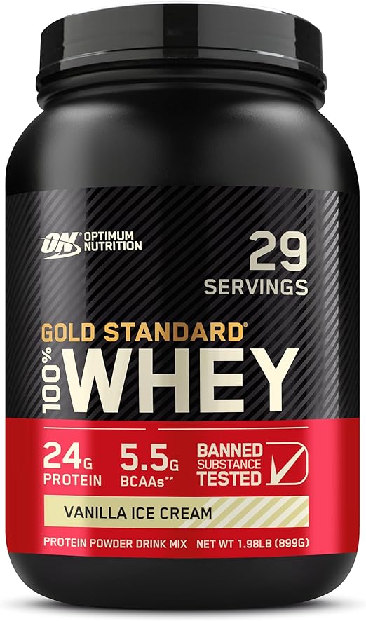 Optimum Nutrition Gold Standard 100% Whey Protein Powder, Optimum Nutrition Gold Standard 100% Whey Protein Powder, Vanilla Ice Cream, 5 Pound