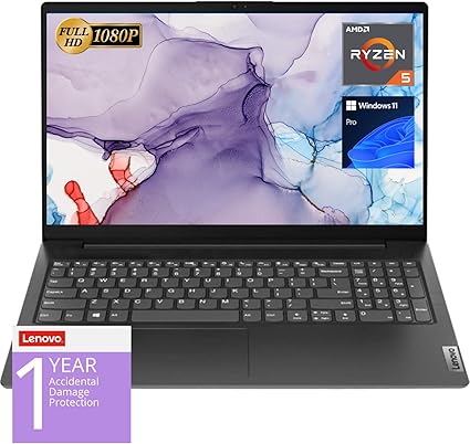 Lenovo V15 Laptop, 15.6" FHD Display, AMD Ryzen 5 5500U Hexa-core Processor (Beat i7-1065G7), 40GB RAM, 1TB SSD, RJ-45, Numeric Keypad, Wi-Fi, Windows 11 Pro, Black, Additional 1 Yr ADP