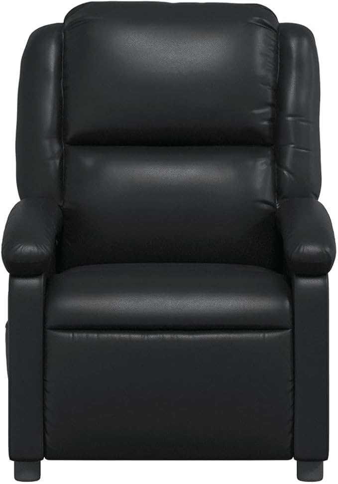 vidaXL Black Faux Leather Massage Recliner - Adjustable Manual Armchair with Vibration Massage, Side Pocket, and Plush Padding