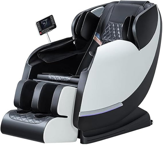 Massage Chair Full Body Recliner - Zero Gravity with Heat and Shiatsu Foot Massage Office Chair LCD Touch Screen Display Bluetooth Speaker Airbags Foot Rollers (White)