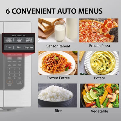 Toshiba ML-EM62P(SS) Large Countertop Microwave with Smart Sensor, 6 Menus, Auto Defrost, ECO Mode, Mute Option & 16.5" Position Memory Turntable, 2.2 Cu Ft, 1200W, Stainless Steel