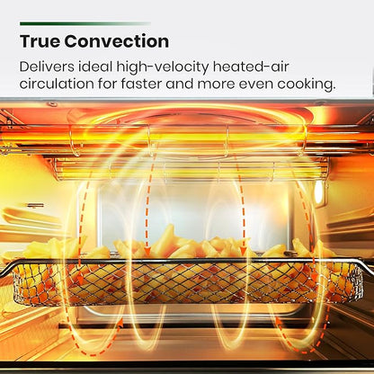 Infrared Heating Air Fryer Toaster Oven, Extra Large Countertop Convection Oven 10-in-1 Combo, 6-Slice Toast, Enamel Baking Pan Easy Clean with Recipe Book, Brushed Stainless Steel Finish