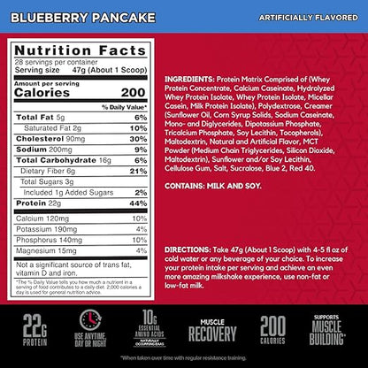 BSN SYNTHA-6 Whey Protein Powder, Milk Isolate Protein Powder with Micellar Casein, Blueberry Pancake flavor, 97 Servings, 9 pounds