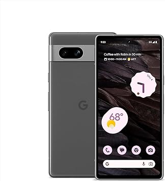 Google Pixel 7a (5G) 128GB (Canadian Model GWKK3) 6.1" Display, Google Tensor G2 Image Processing Photo Editing, Unlocked, (with 45W Super Fast Charger) Charcoal