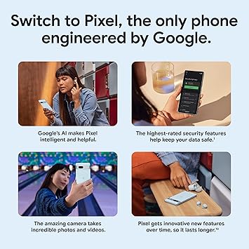 Google Pixel 7a (5G) 128GB (Canadian Model GWKK3) 6.1" Display, Google Tensor G2 Image Processing Photo Editing, Unlocked, (with 45W Super Fast Charger) Charcoal