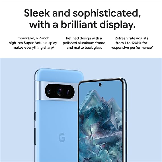 Google Pixel 8 Pro - Unlocked Android Smartphone with Telephoto Lens and Super Actua Display - 24-Hour Battery - Obsidian - 128 GB