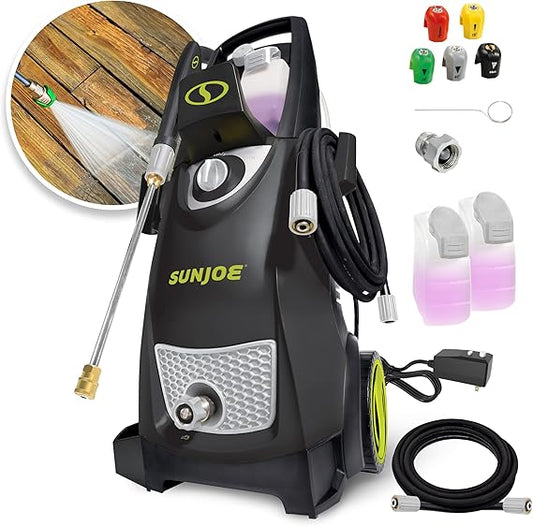 Sun Joe SPX3000 14.5-Amp 2030 PSI Max 1.76 GPM Max Electric High-Pressure Washer w/ 5 Quick-Connect Tips, Detergent Tanks, Cleans Cars, Fences, Patios, Decks, Sidewalks, 15.6 x 13.5 x 33.9