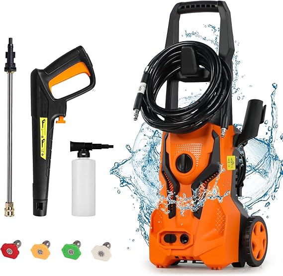 Electric Pressure Washer,3000 PSI 2.4 GPM Power Washer with Foam Cannon,High Pressure Washer with 4 Quick Connect Nozzles for washing Home, Cars, Driveway, Patios