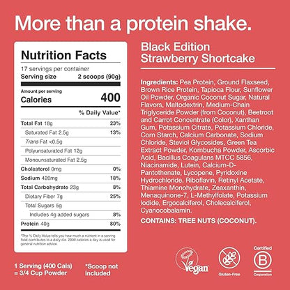 Huel Black Edition | Strawberry Shortcake 40g Vegan Protein Powder | Nutritionally Complete Meal | 27 Vitamins and Minerals, Gluten Free | 17 Servings |