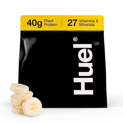 Huel Black Edition | Banana 40g Vegan Protein Powder | Nutritionally Complete Meal | 27 Vitamins and Minerals, Gluten Free | 17 Servings | Scoop not included to reduce plastic