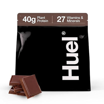 Huel Black Edition | Chocolate 40g Vegan Protein Powder | Nutritionally Complete Meal | 27 Vitamins and Minerals, Gluten Free | 17 Servings | Scoop not Included to Reduce Plastic