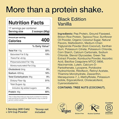 Huel Black Edition | Chocolate 40g Vegan Protein Powder | Nutritionally Complete Meal | 27 Vitamins and Minerals, Gluten Free | 17 Servings | Scoop not Included to Reduce Plastic