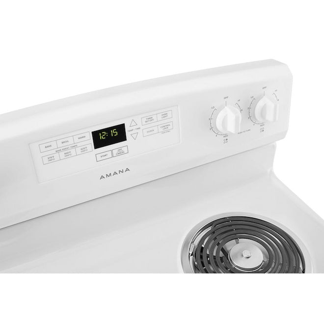 Amana 30-in Freestanding 4-Coil Electric Range Touch Controls White